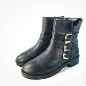 STEVE MADDEN MALY LEATHER MOTO LUG SOLE BOOTS - SZ 7.5 *NWOT